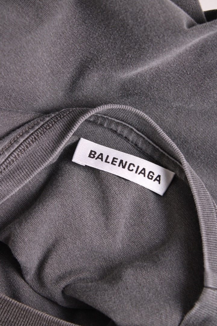 Balenciaga Logo T-shirt Washed Grey XS