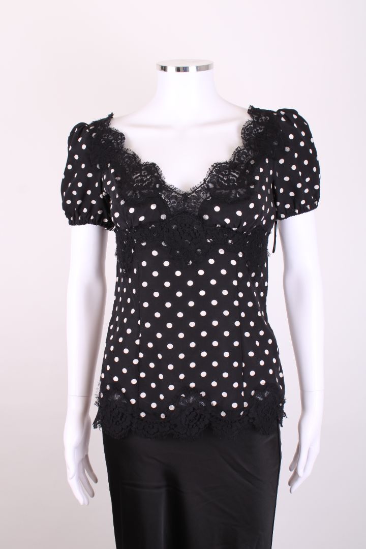 Dolce & Gabbana S/S Polka Dot Blouse Black/ White S