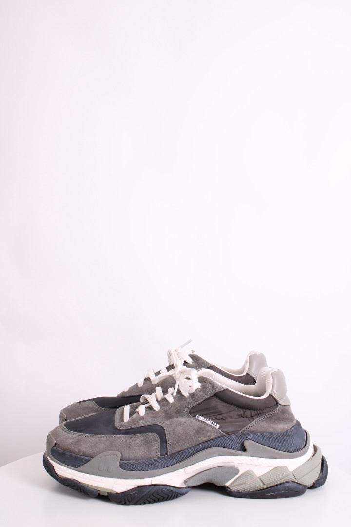 Balenciaga Triple S Suede Trainers Grey/ White 41