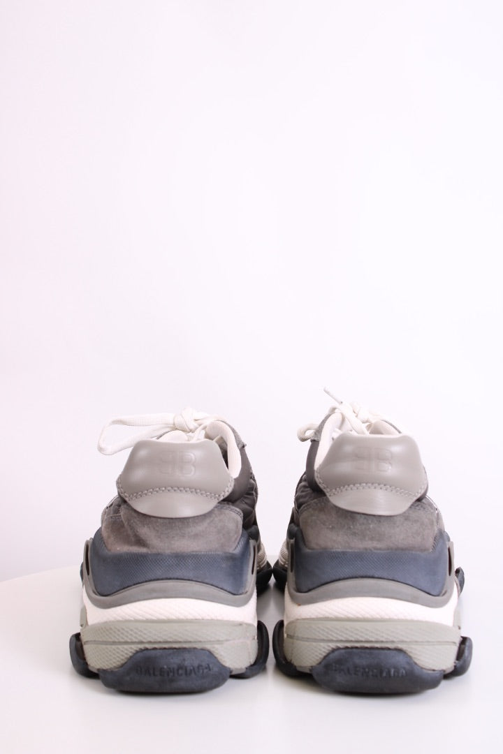 Balenciaga Triple S Suede Trainers Grey/ White 41
