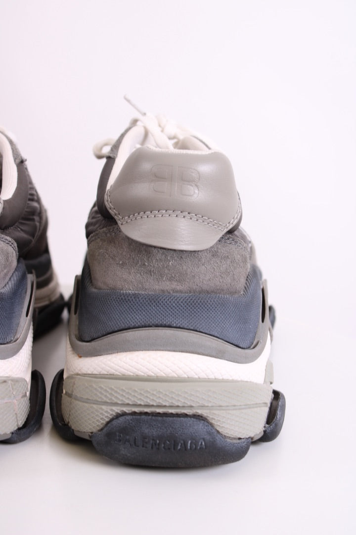 Balenciaga Triple S Suede Trainers Grey/ White 41