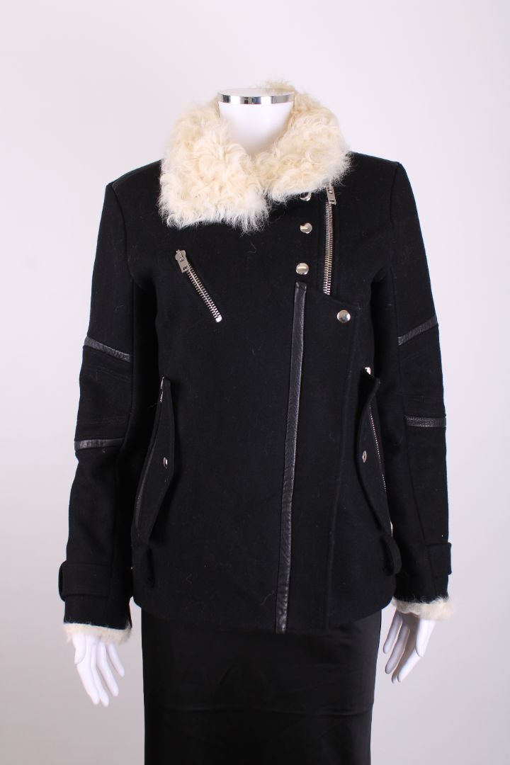 Iro Shearling Collar Jacket Black/ Cream 6