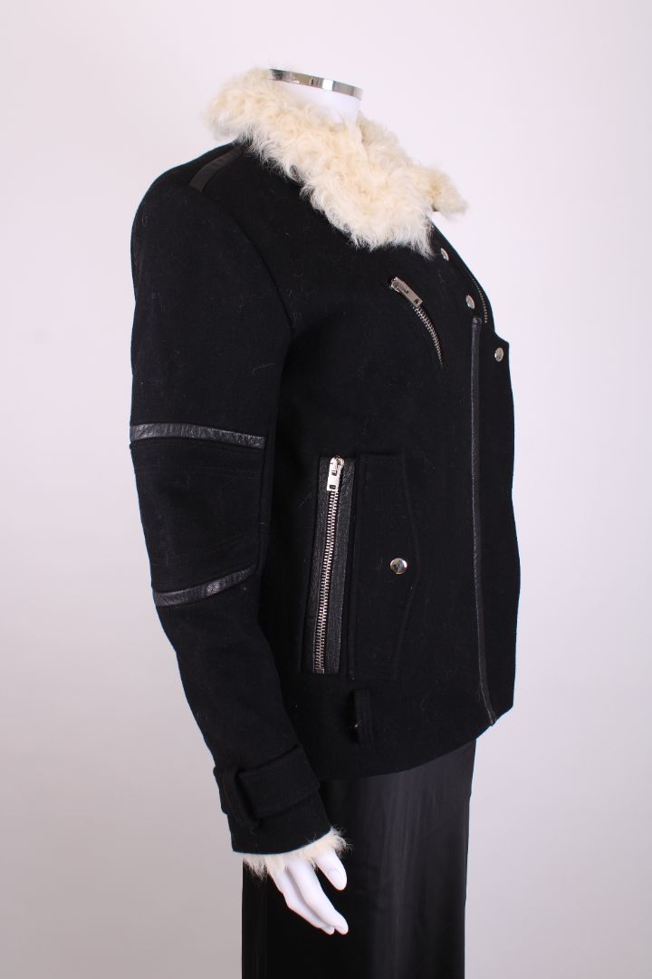 Iro Shearling Collar Jacket Black/ Cream 6