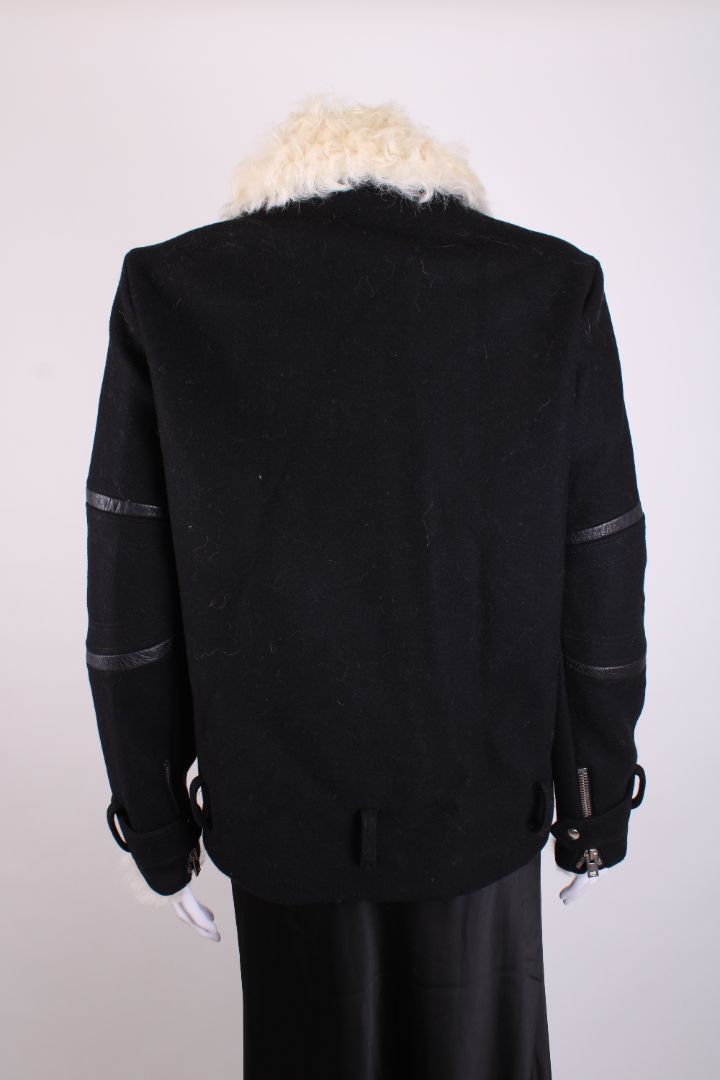 Iro Shearling Collar Jacket Black/ Cream 6