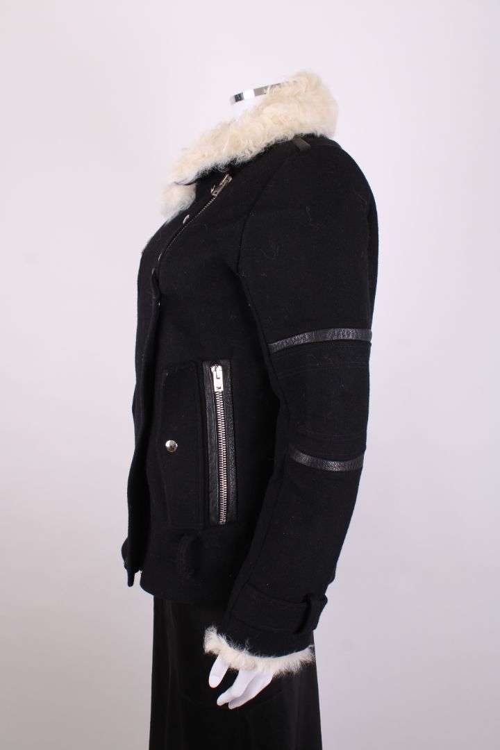 Iro Shearling Collar Jacket Black/ Cream 6