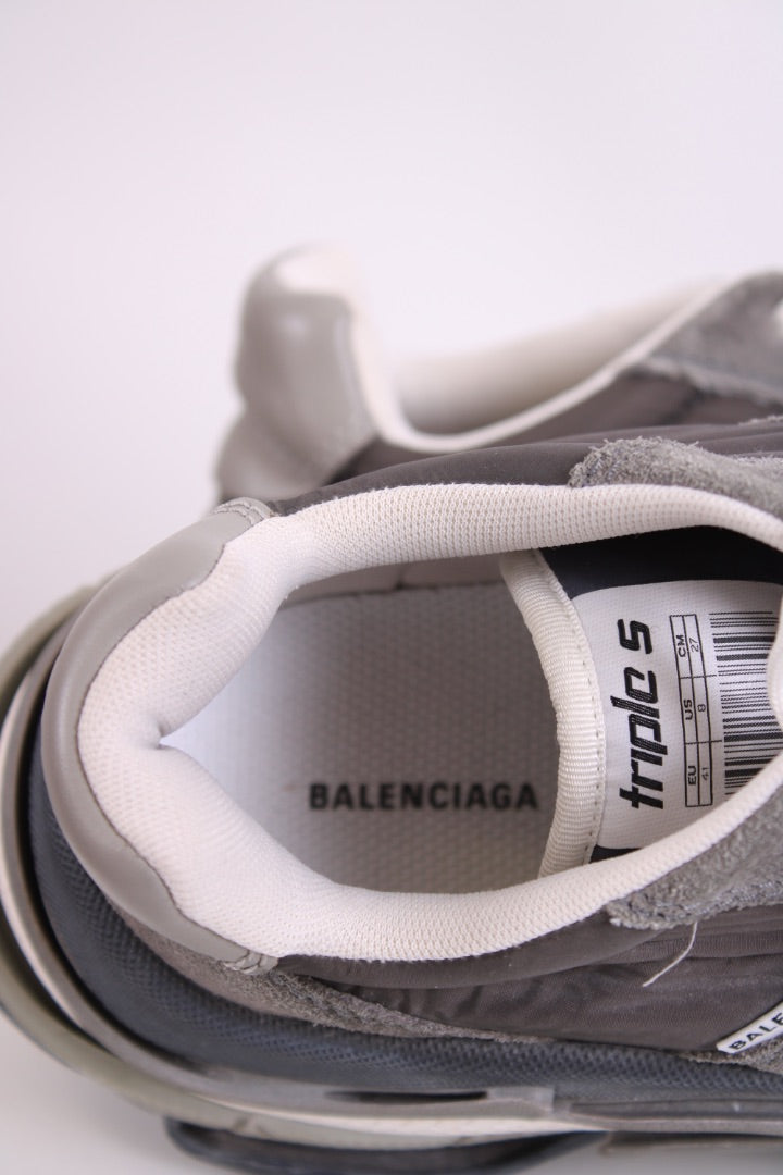 Balenciaga Triple S Suede Trainers Grey/ White 41