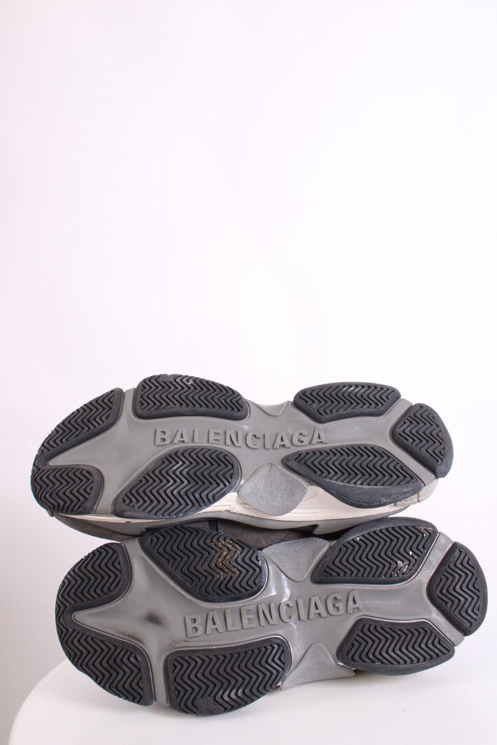 Balenciaga Triple S Suede Trainers Grey/ White 41