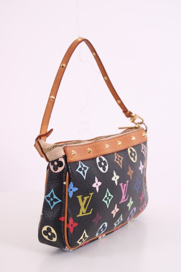 Louis Vuitton X Takashi Murakami Monogram Pouchette Bag Black/ Multi Colured