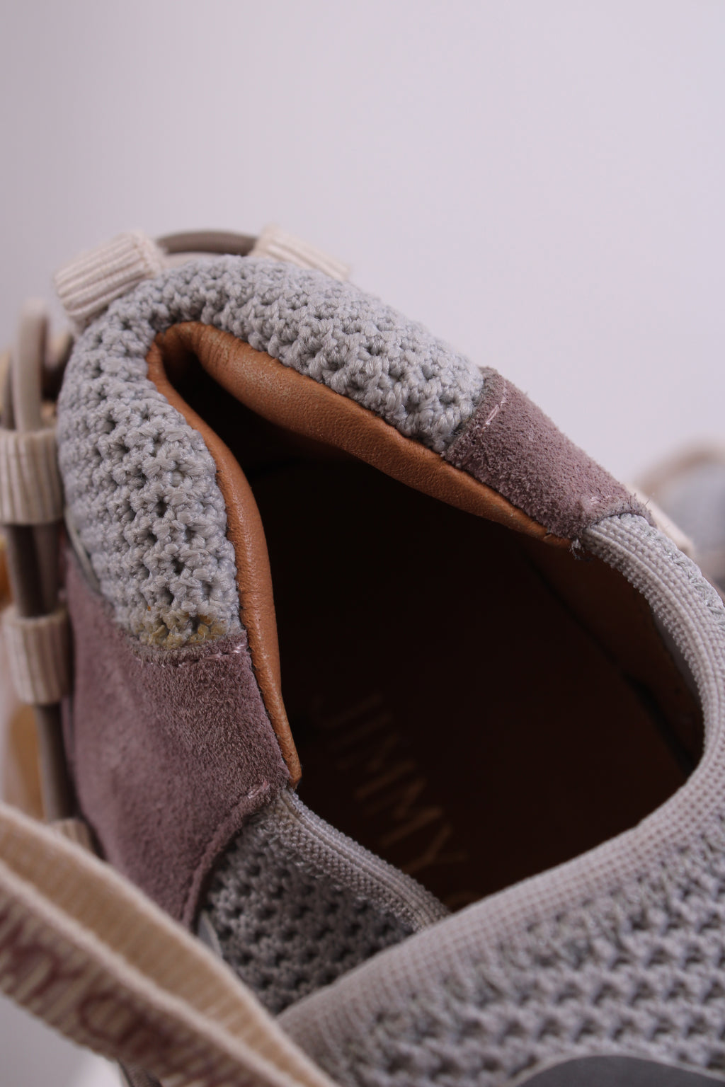 Jimmy Choo Leather/ Mesh Diamond Trail Trainers Grey/ Beige 39