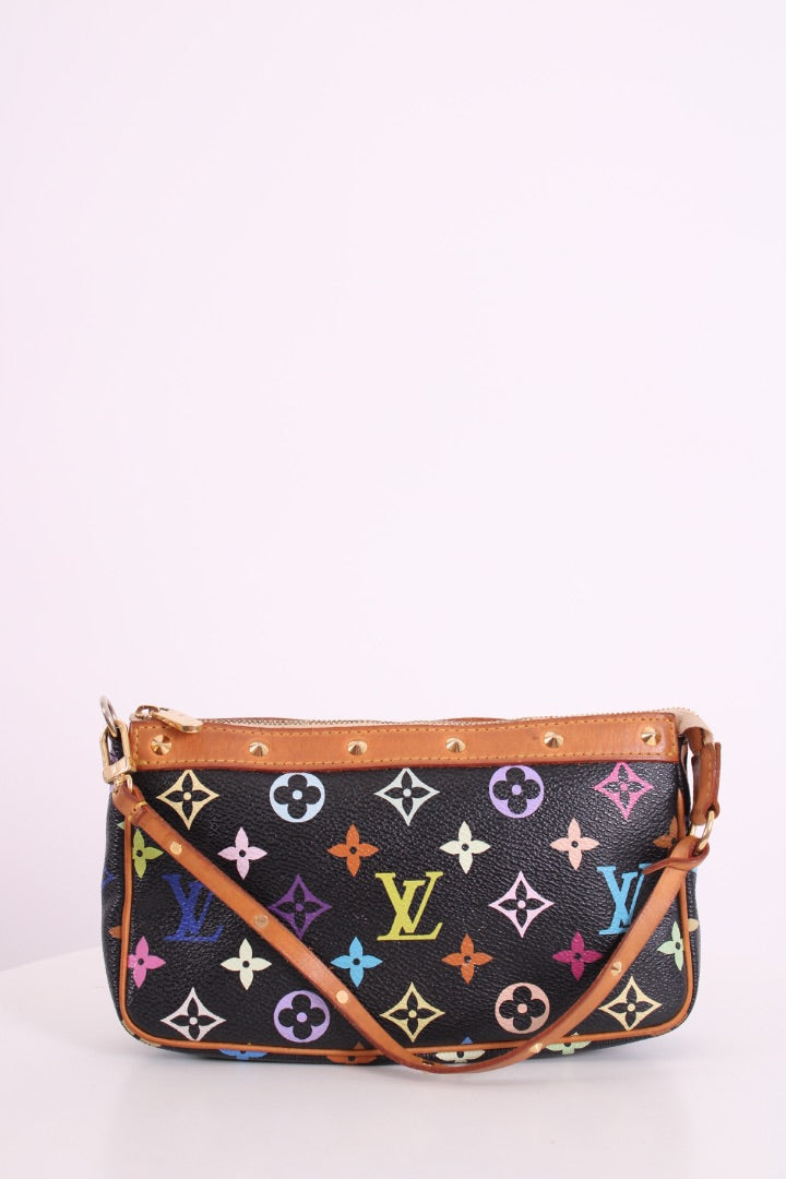 Louis Vuitton X Takashi Murakami Monogram Pouchette Bag Black/ Multi Colured