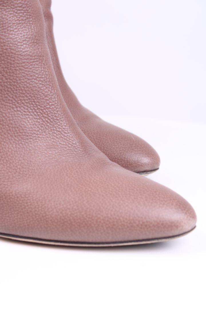 Jimmy Choo Leather Silver heel boot Dusky rose 39