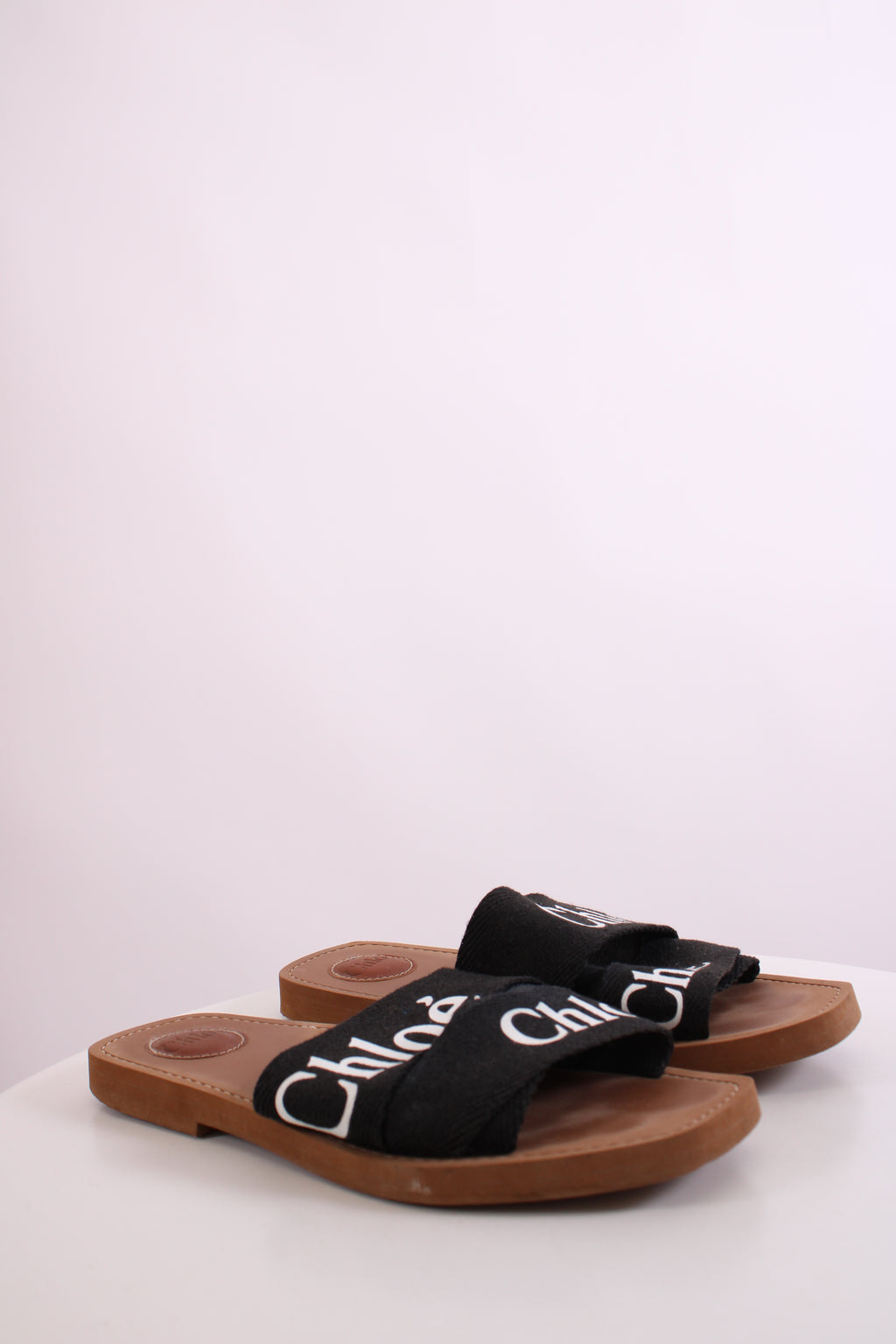 Chloe Woody Logo Mule Sandals Black 39