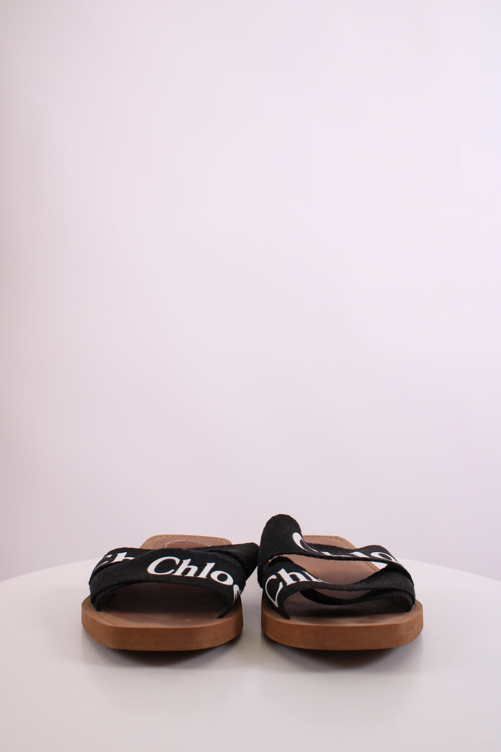 Chloe Woody Logo Mule Sandals Black 39