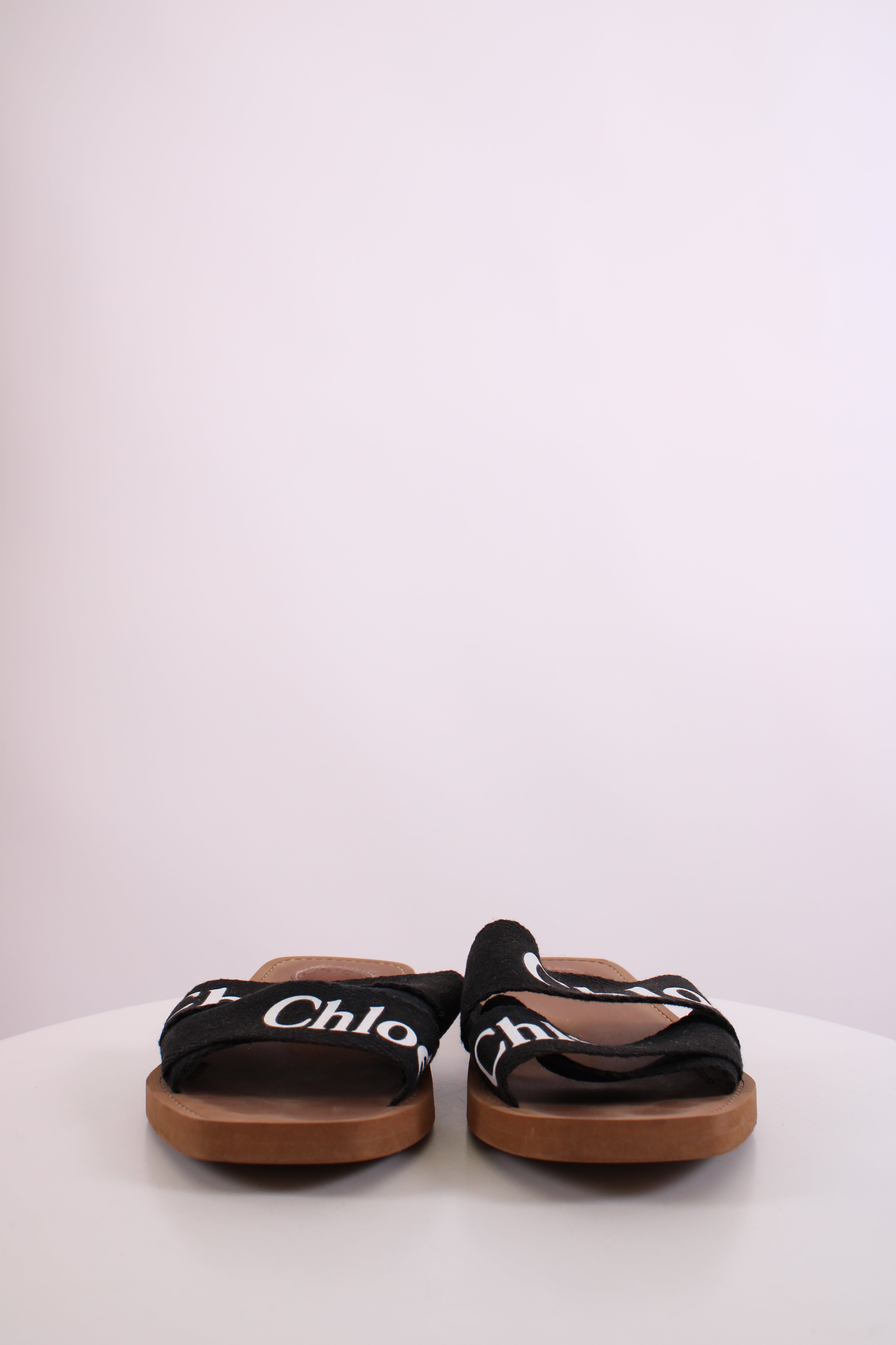 Chloe Woody Logo Mule Sandals Black 39