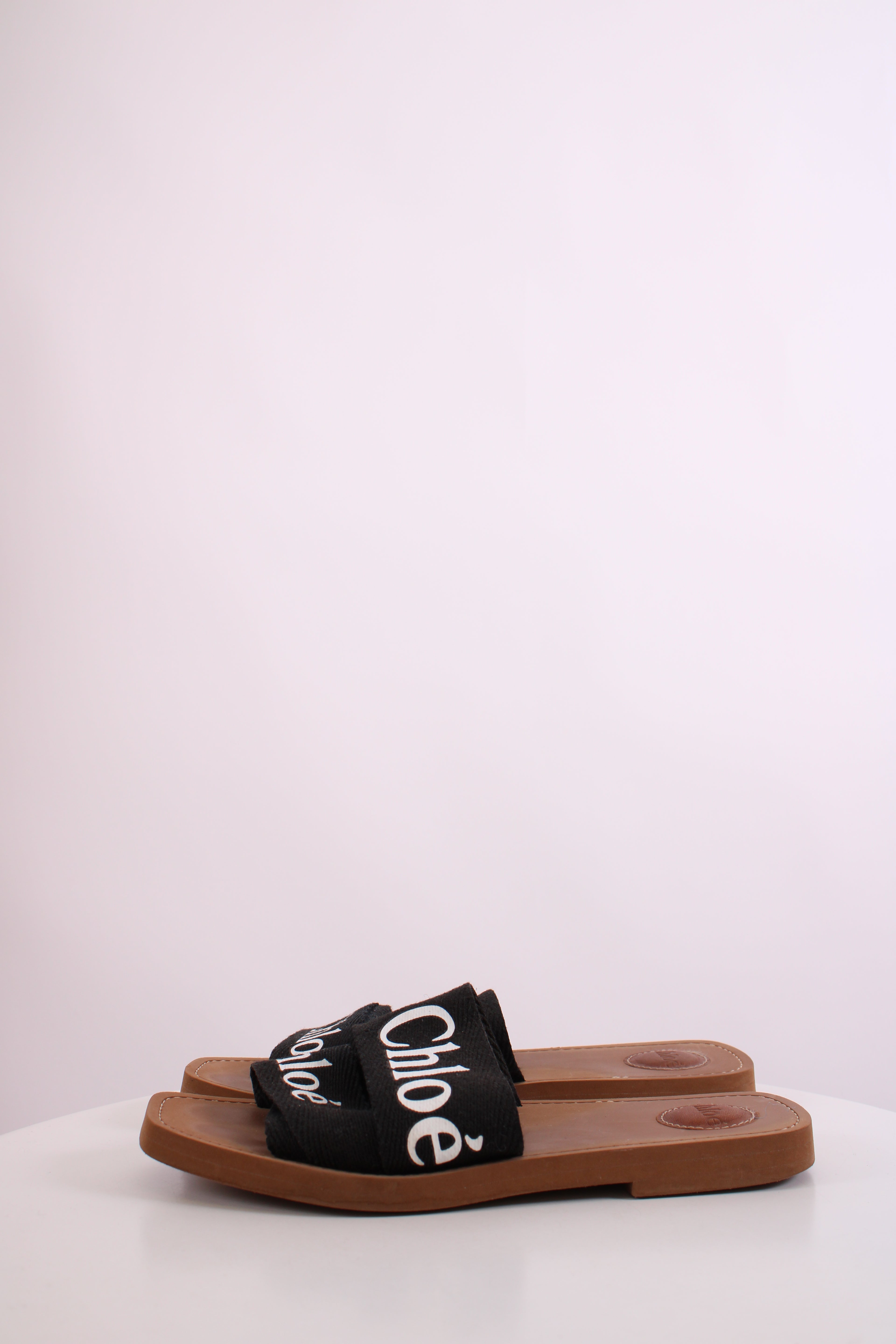 Chloe Woody Logo Mule Sandals Black 39