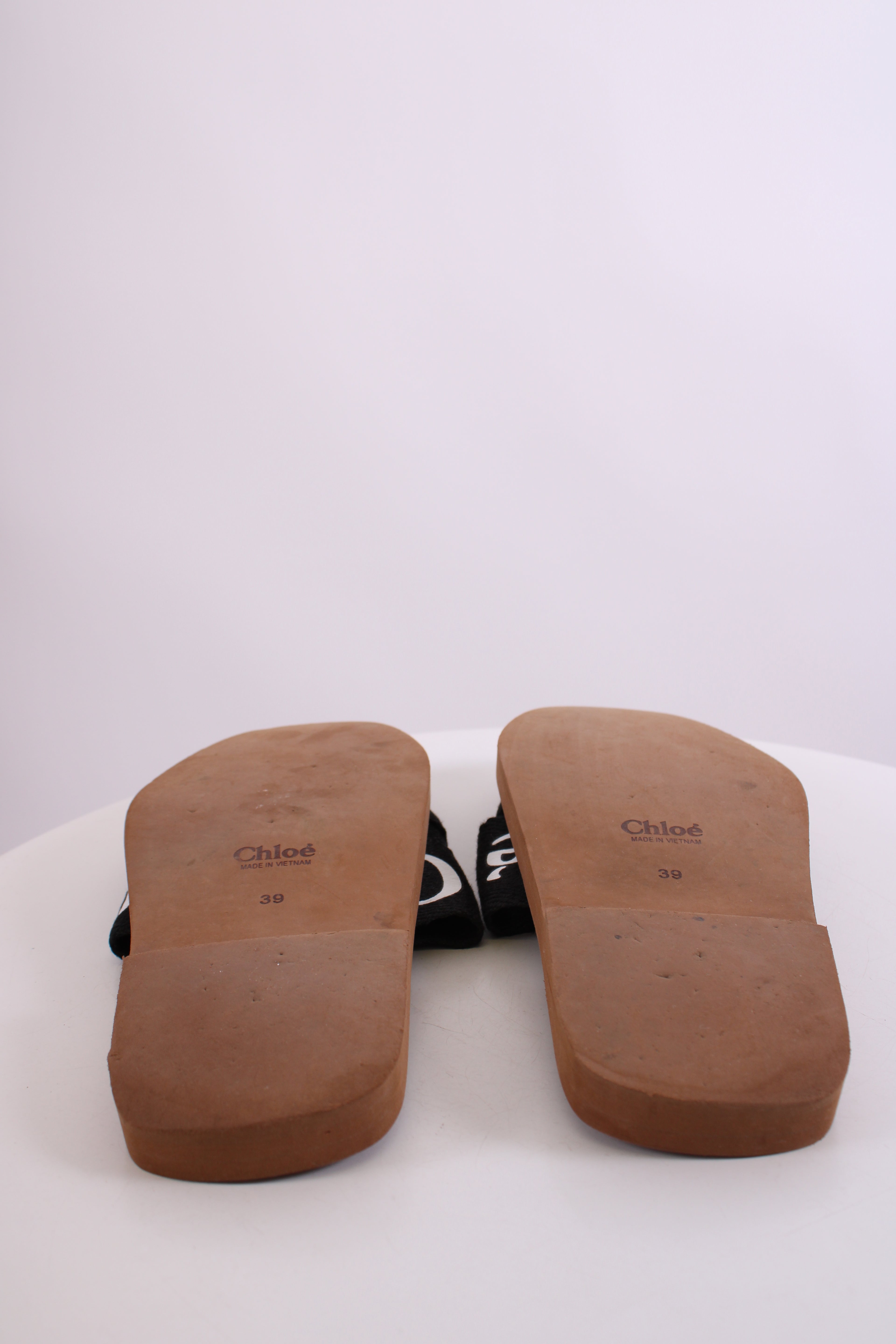 Chloe Woody Logo Mule Sandals Black 39