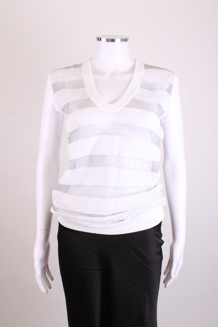 Alexander Wang S/S Sheer Stripe Top White XS