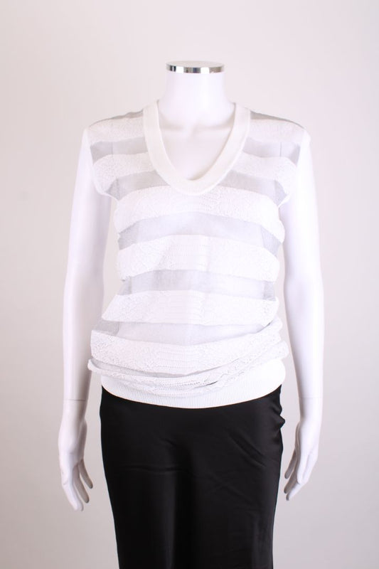 Alexander Wang S/S Sheer Stripe Top White XS