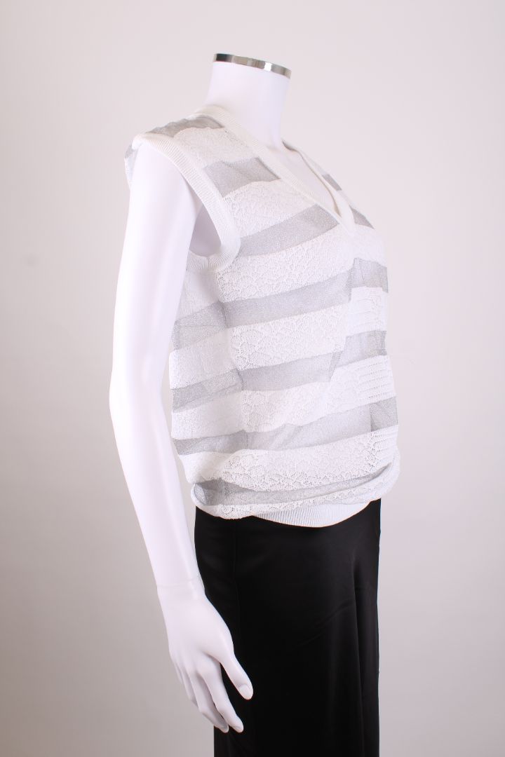 Alexander Wang S/S Sheer Stripe Top White XS