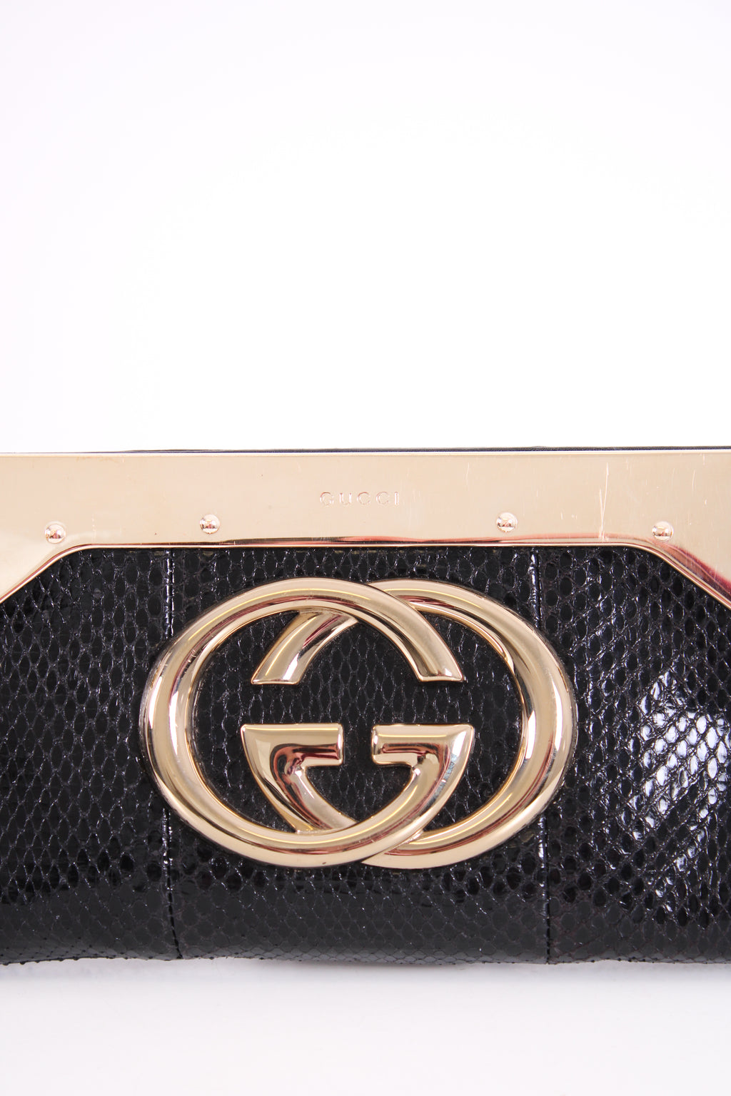 Gucci GG Snakeskin Britt Clutch Black