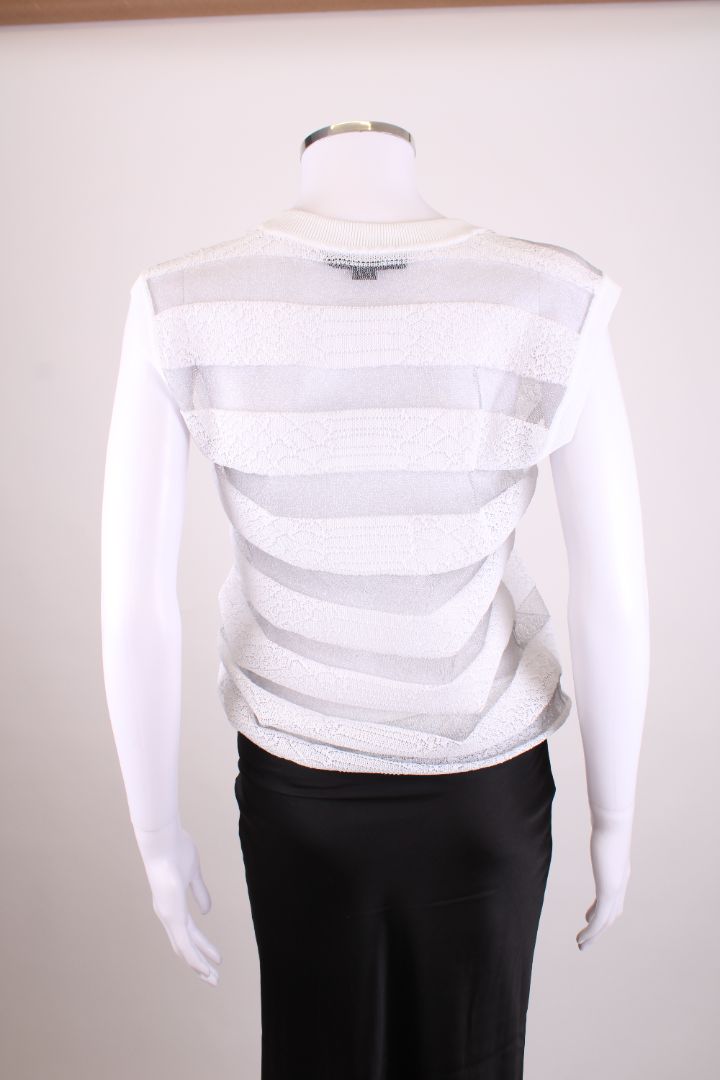 Alexander Wang S/S Sheer Stripe Top White XS