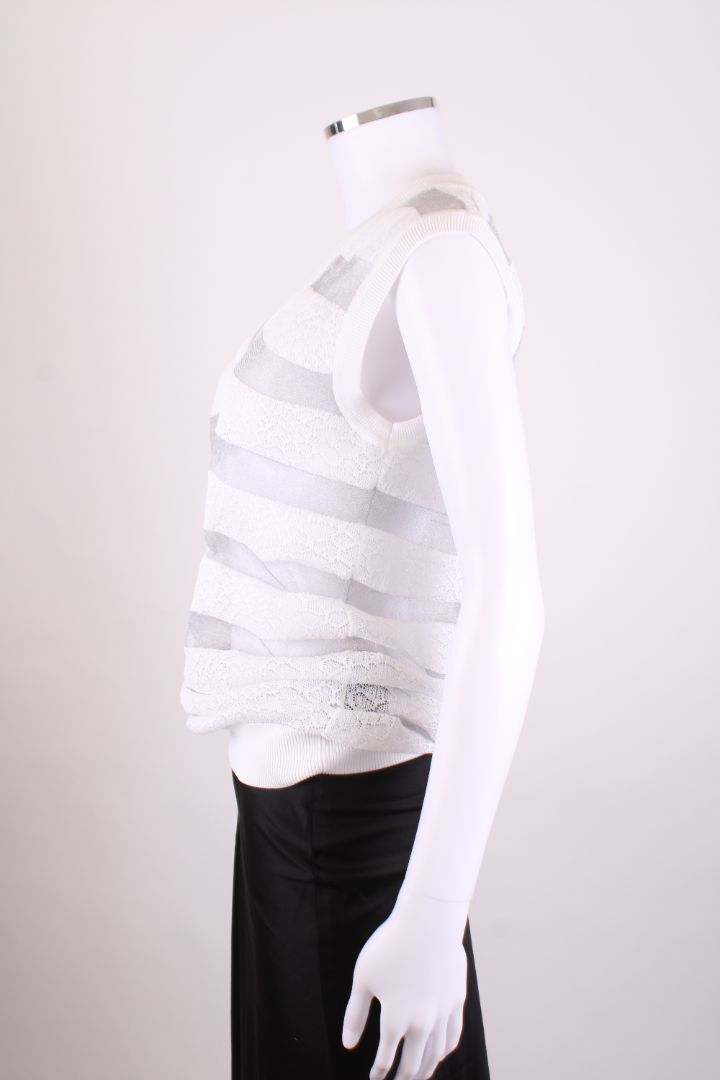 Alexander Wang S/S Sheer Stripe Top White XS