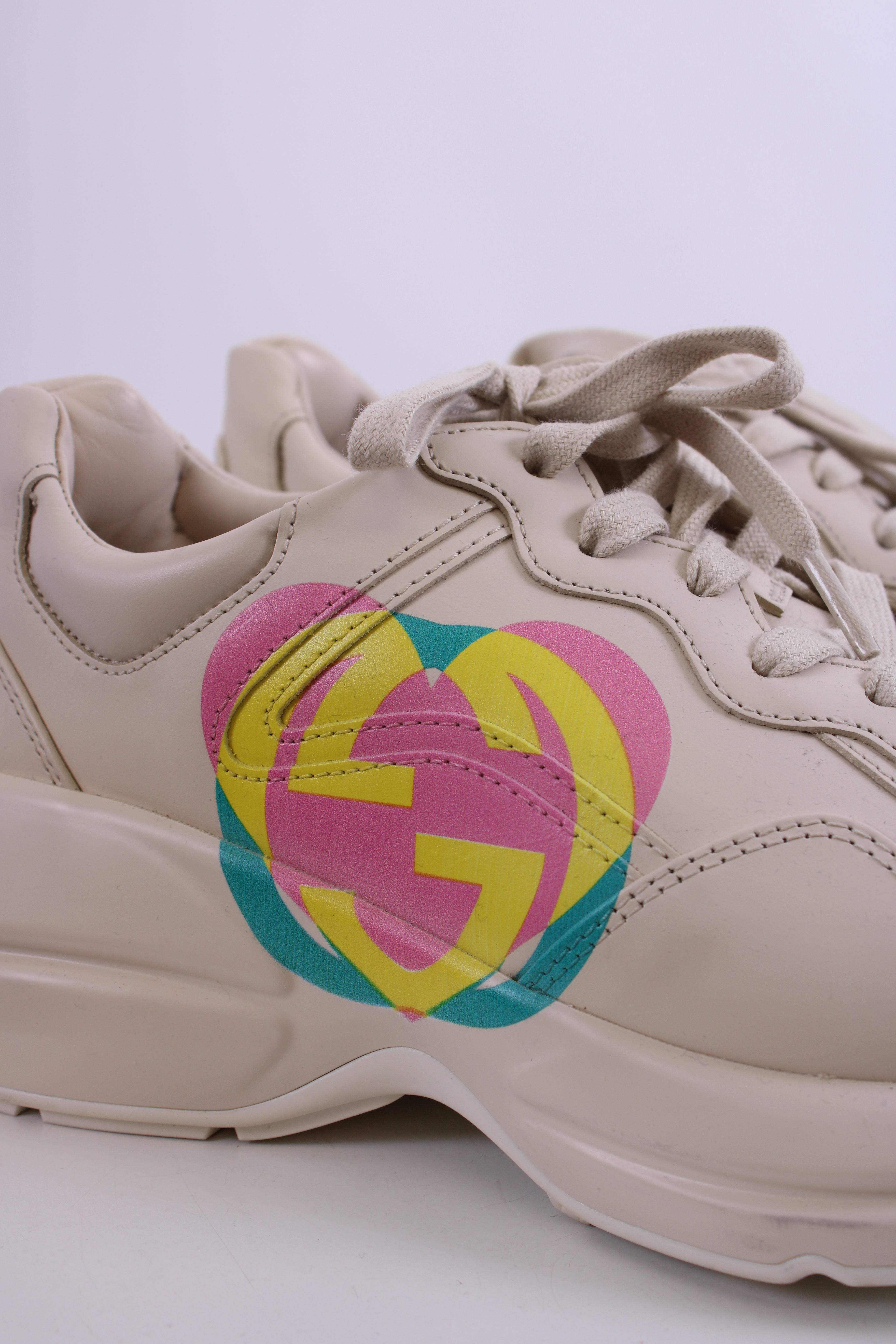 Gucci Rhyton Heart Trainers Off White/ Multi Coloured 37