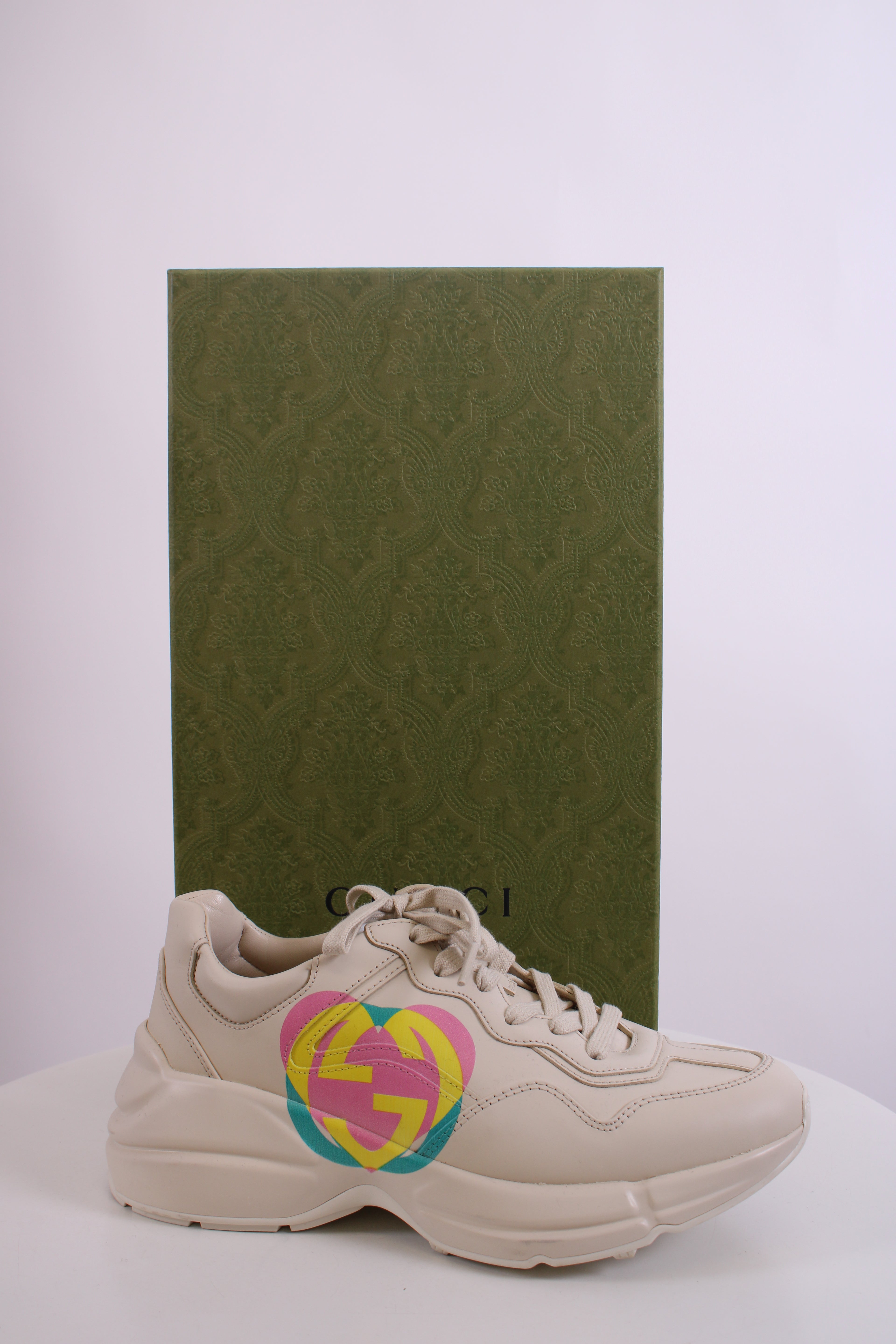 Gucci Rhyton Heart Trainers Off White/ Multi Coloured 37