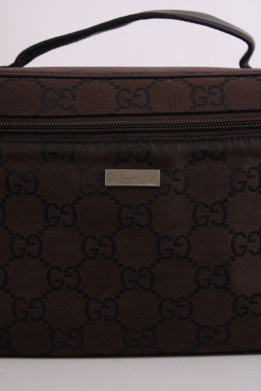Gucci Monogram Nylon Toiletries Bag Brown