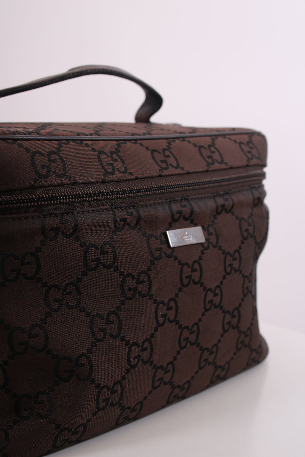 Gucci Monogram Nylon Toiletries Bag Brown