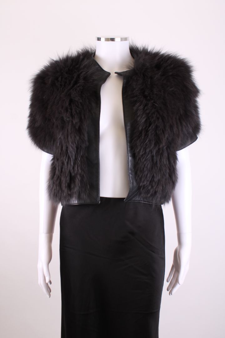 Matthew Williamson Fox Fur Cropped Jacket Grey 10