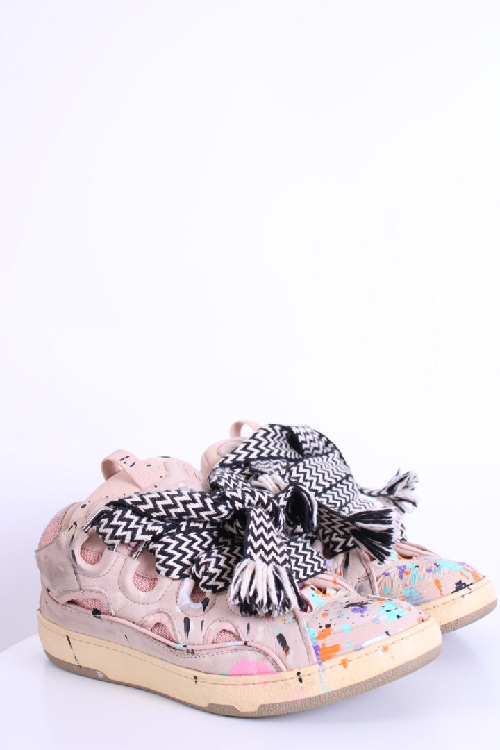 Lanvin X Gallery Dept. Curb Paint Drip Trainers Beige/ Multi Colour 43