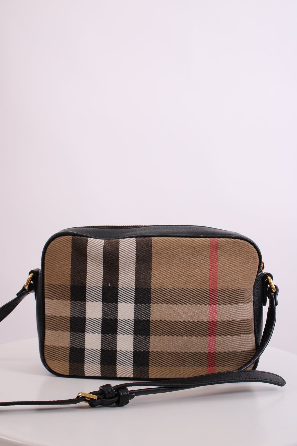 Burberry Check Camera Crossbody Bag Beige