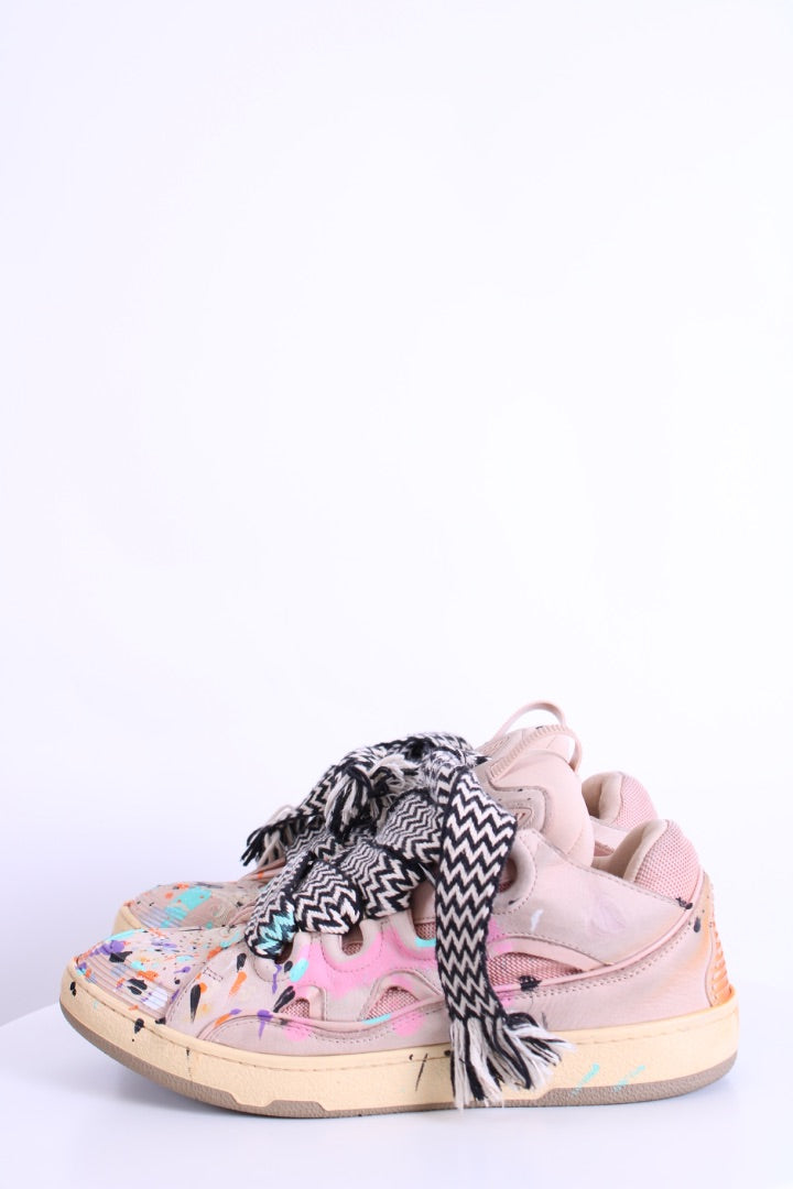 Lanvin X Gallery Dept. Curb Paint Drip Trainers Beige/ Multi Colour 43