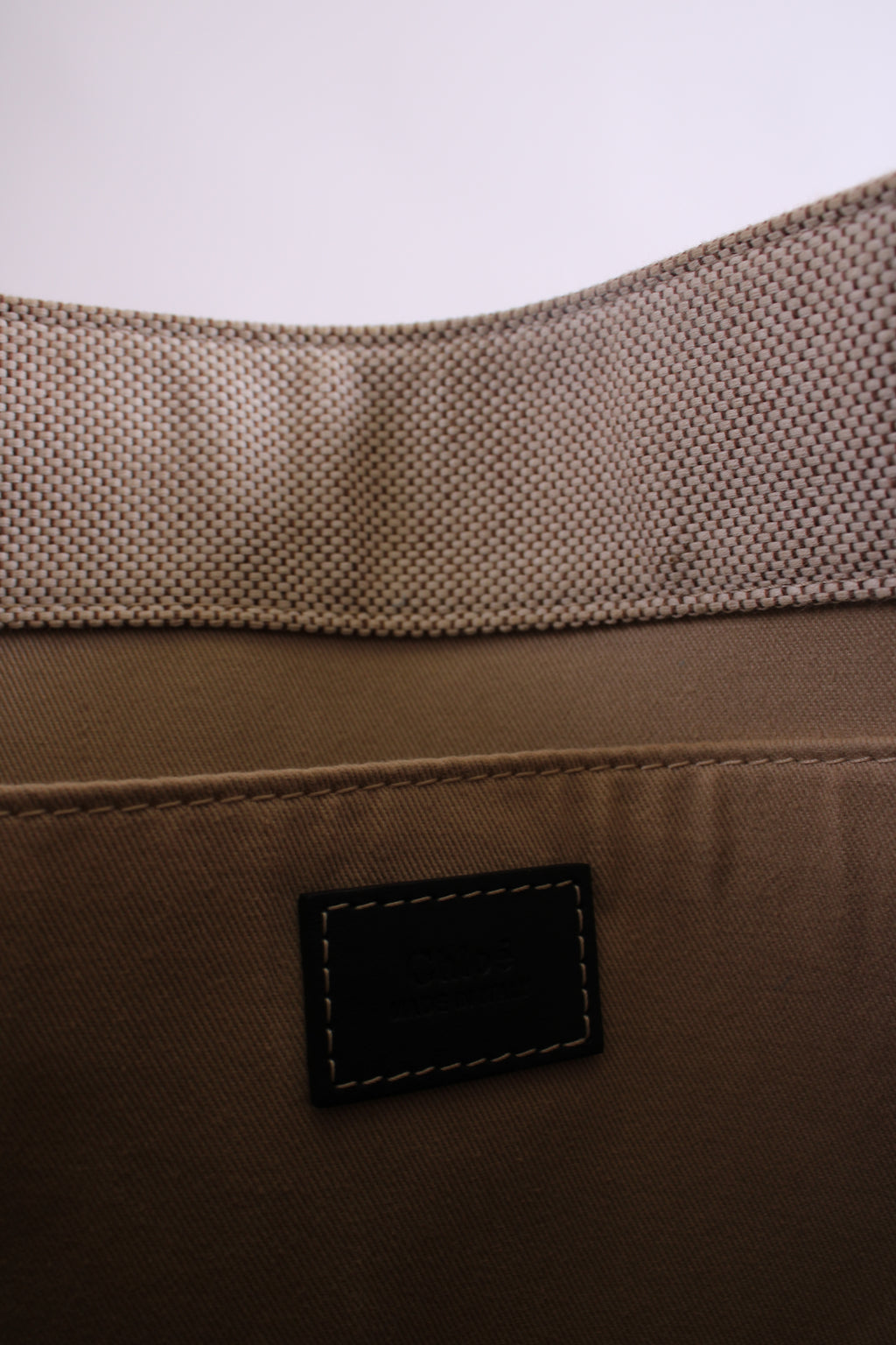 Chloe Woody Logo Canvas Tote Bag Beige Large