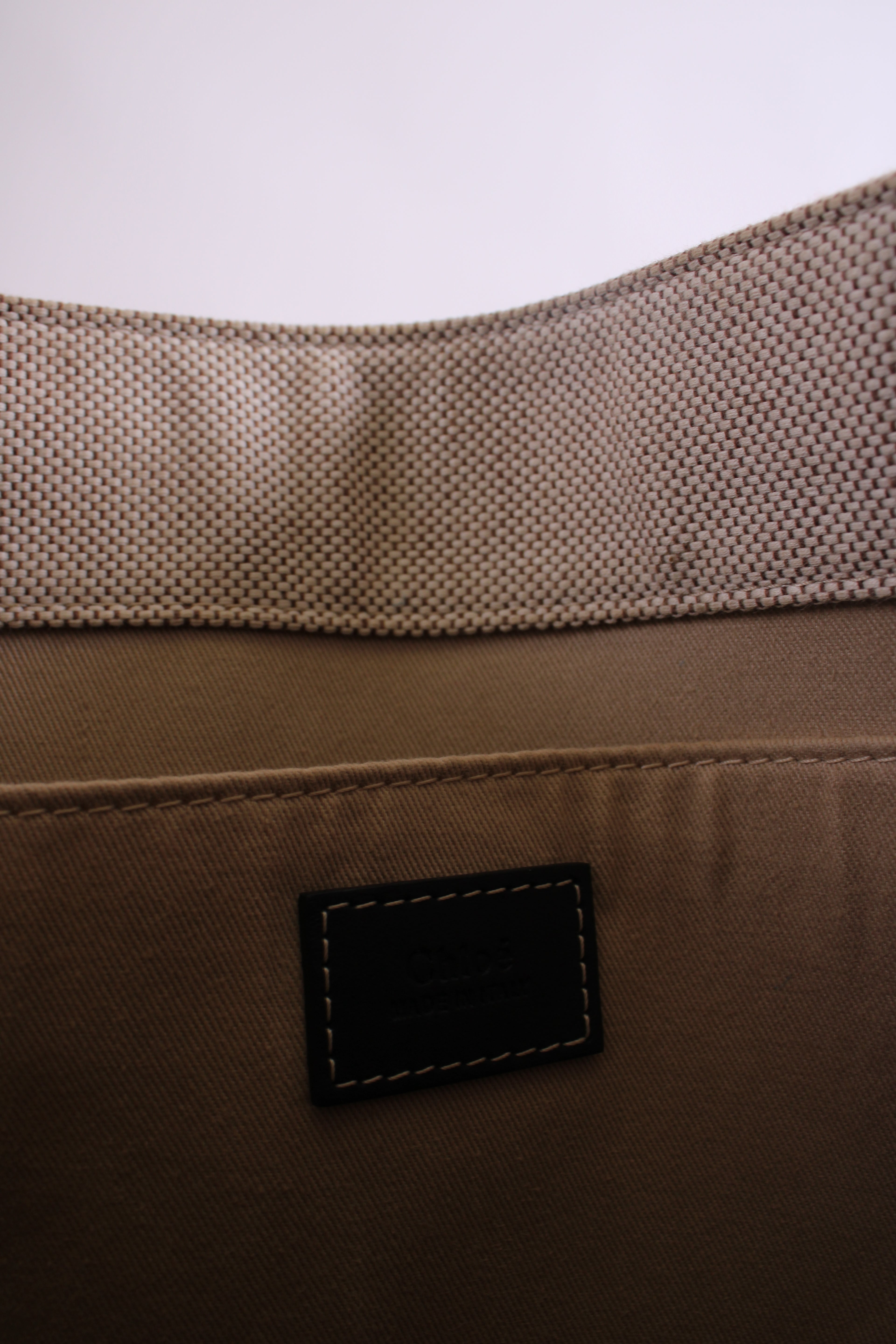 Chloe Woody Logo Canvas Tote Bag Beige Large