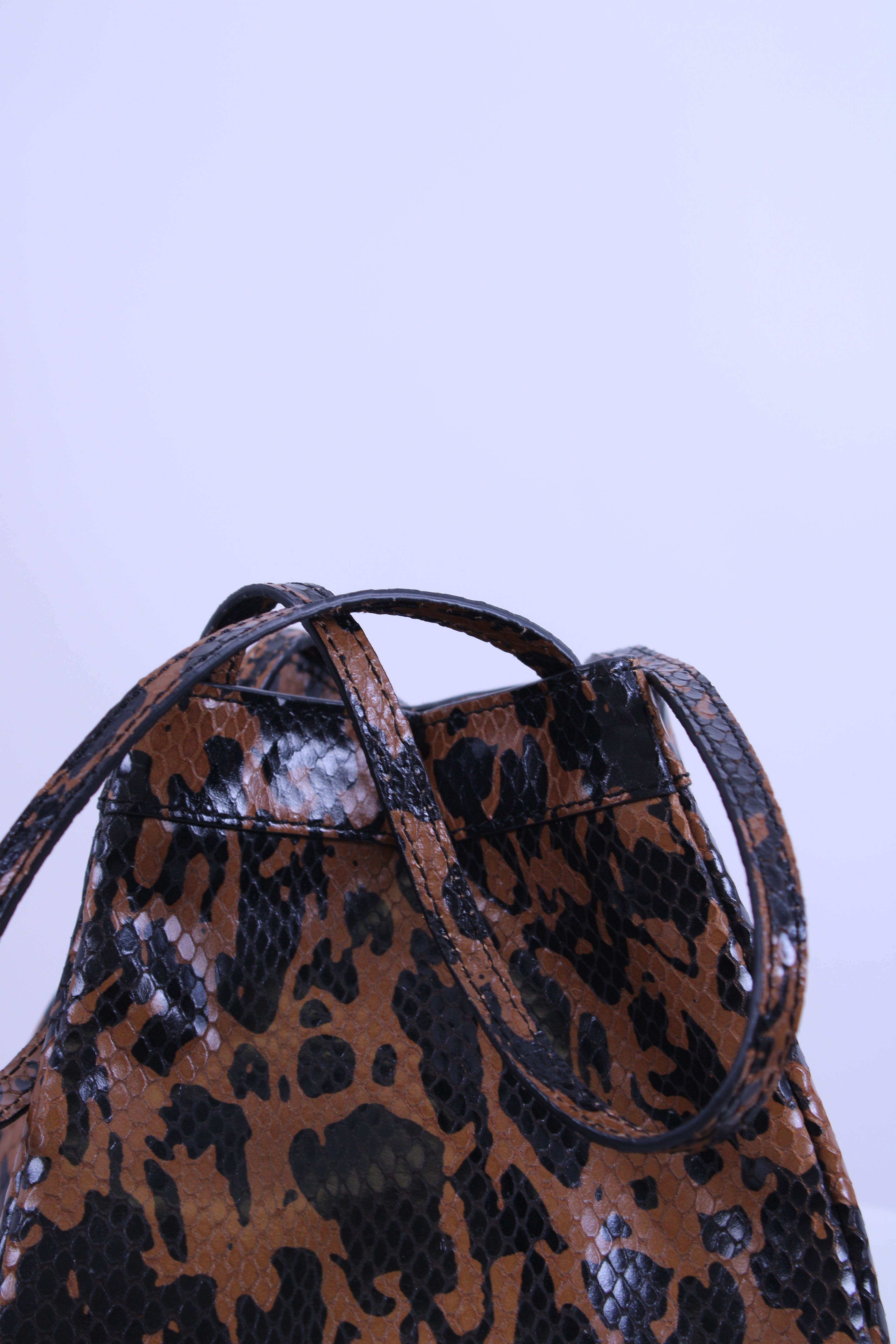 Rejina Pyo Snake Print Handbag Tan/ Black