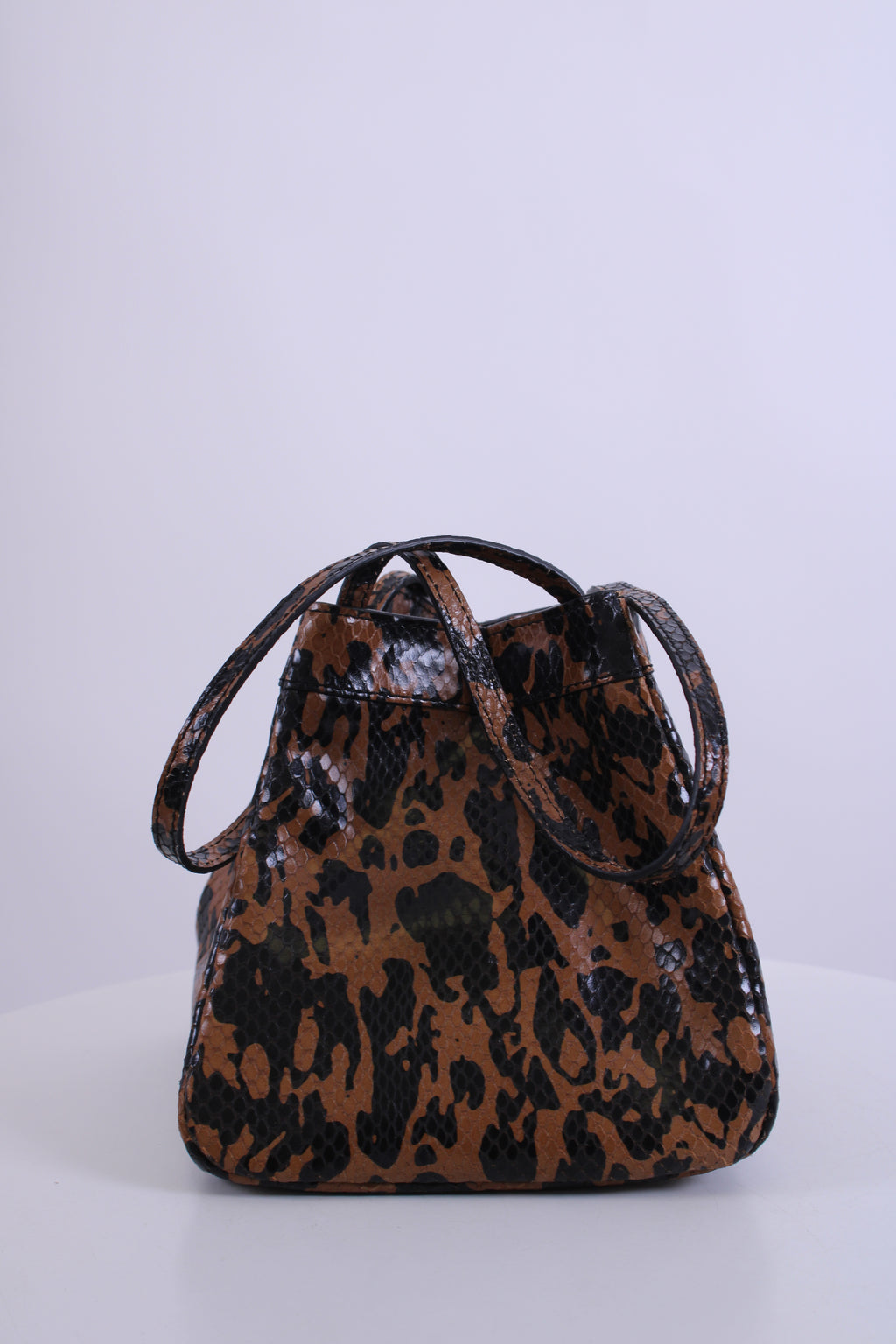 Rejina Pyo Snake Print Handbag Tan/ Black