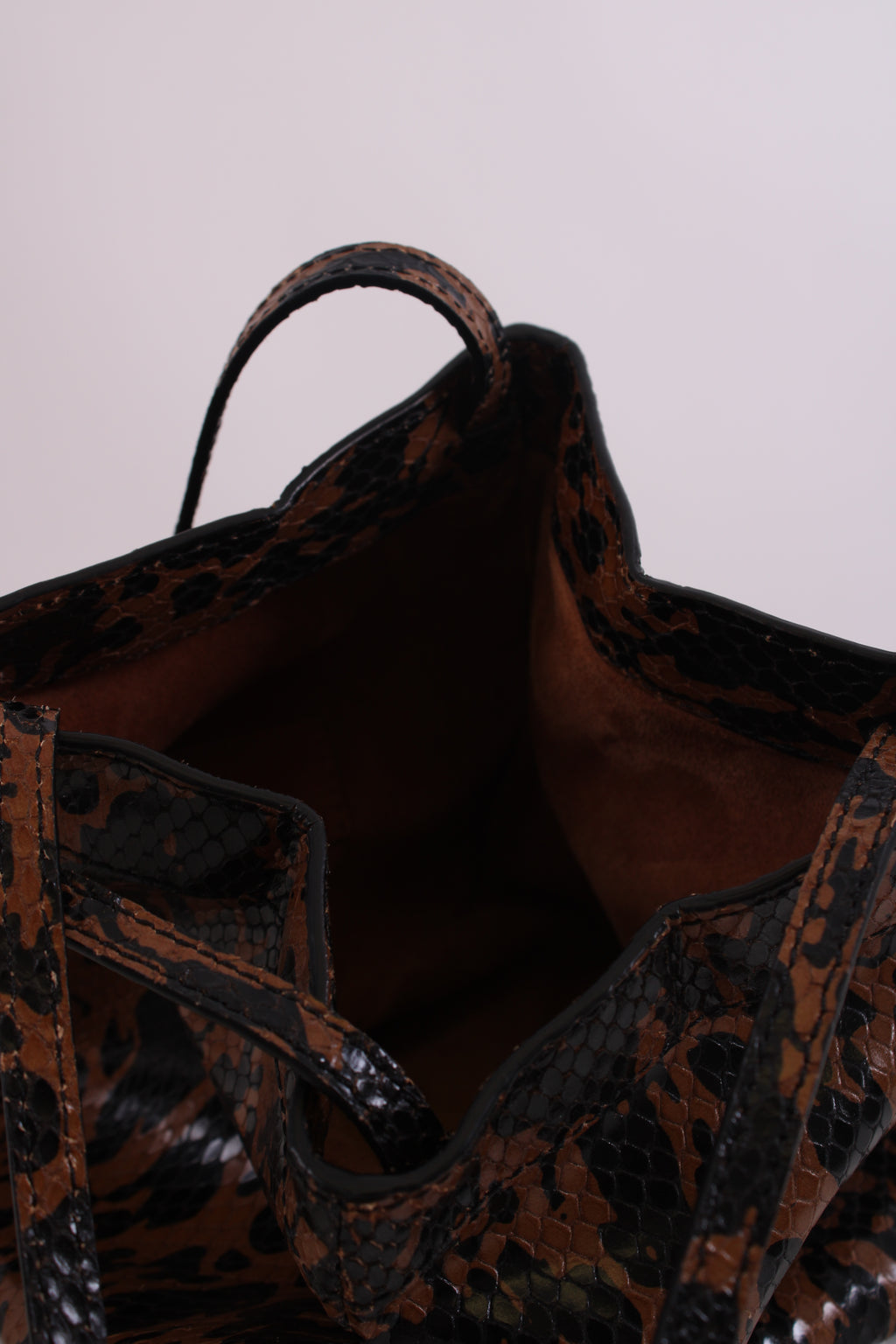 Rejina Pyo Snake Print Handbag Tan/ Black