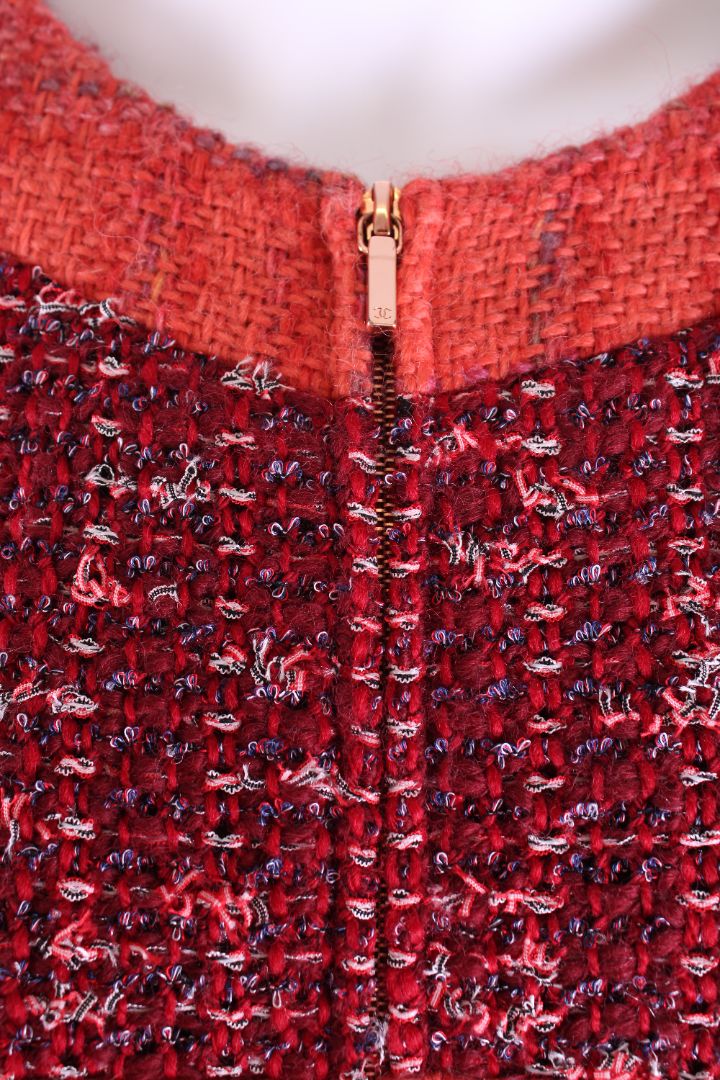 Chanel 2017 Tweed Jacket Red/ Orange 12