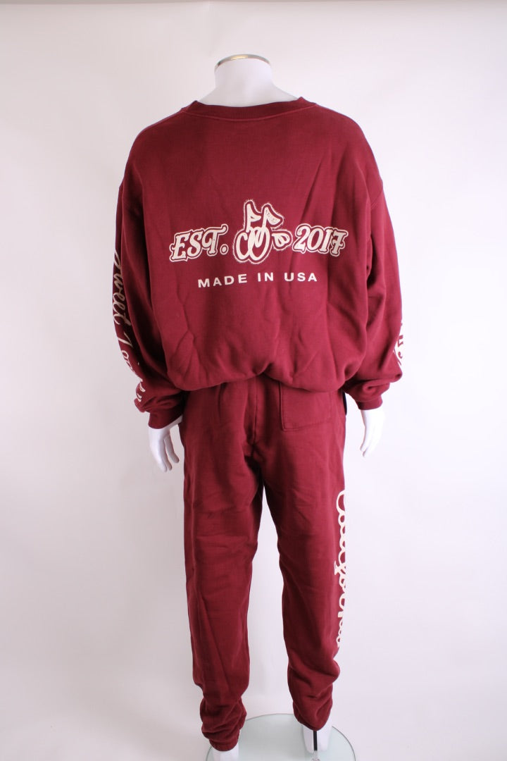 Cherry Los Angeles Logo Sweatshirt/ Jogger Co-ord Burgundy L