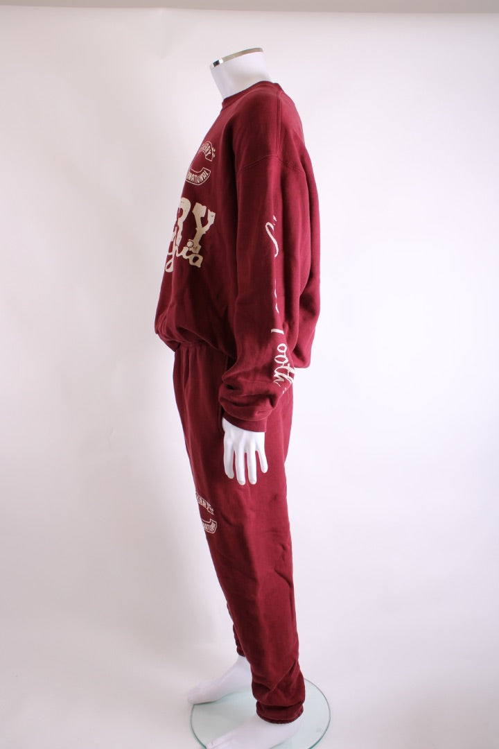 Cherry Los Angeles Logo Sweatshirt/ Jogger Co-ord Burgundy L