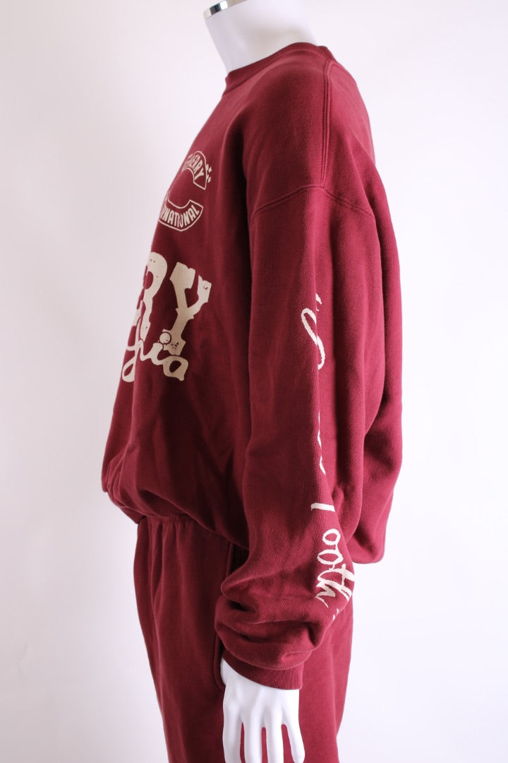 Cherry Los Angeles Logo Sweatshirt/ Jogger Co-ord Burgundy L