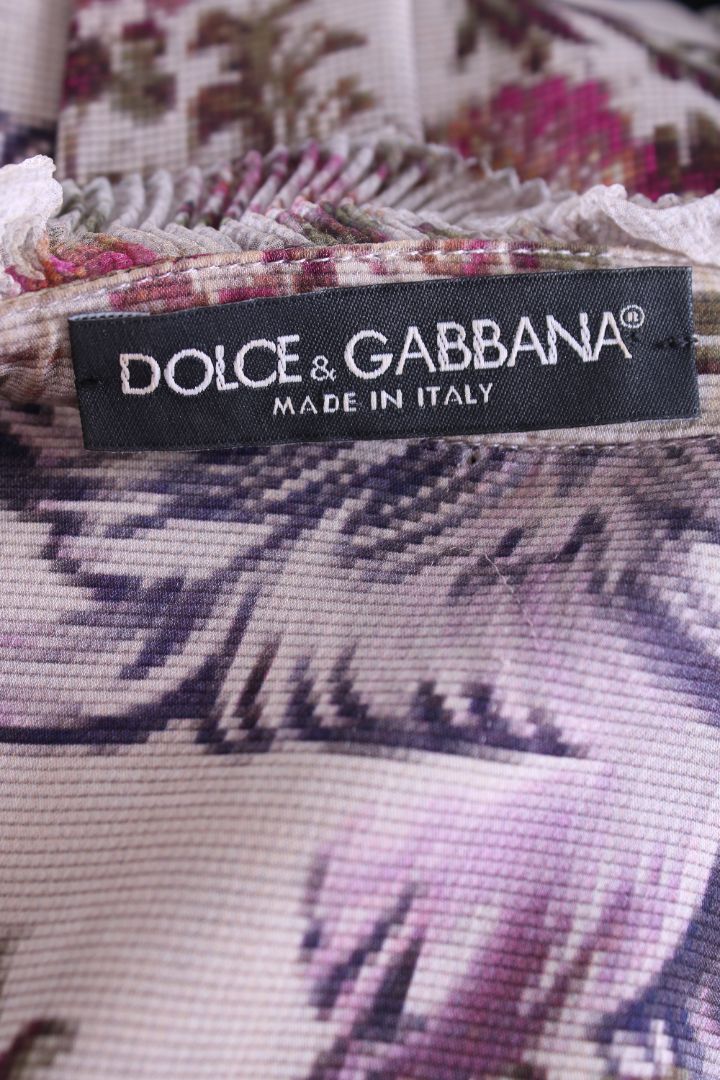 Dolce & Gabbana L/S Floral Pussy Bow Blouse Grey/ Plum S