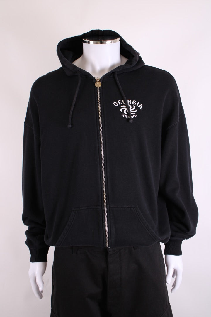 Vetements Logo Full Zip Hoodie Black L