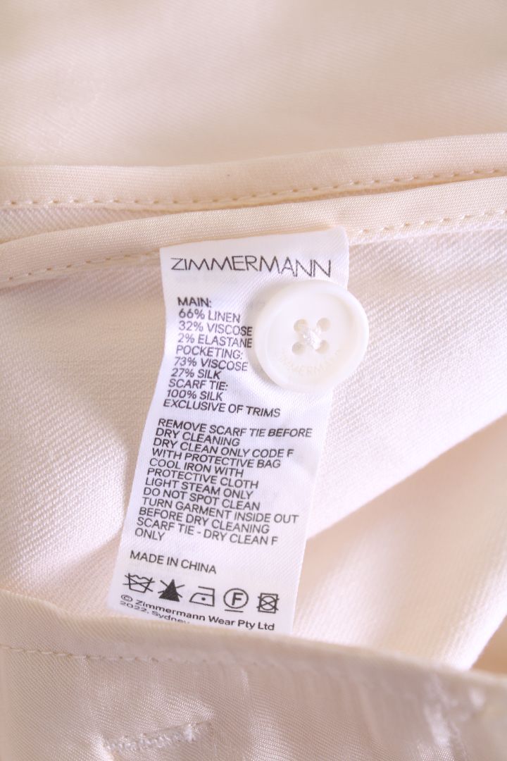 Zimmermann Linen Trousers Cream M