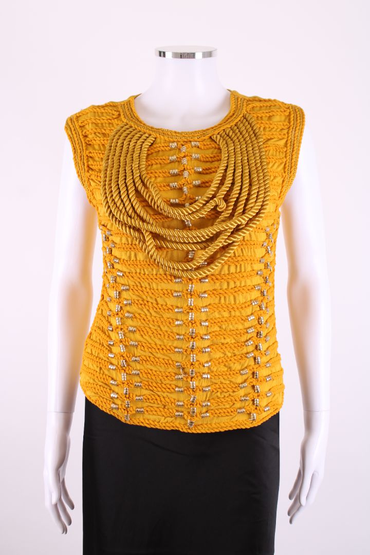 Balmain X H&M S/S Rope Detail Top Mustard 6