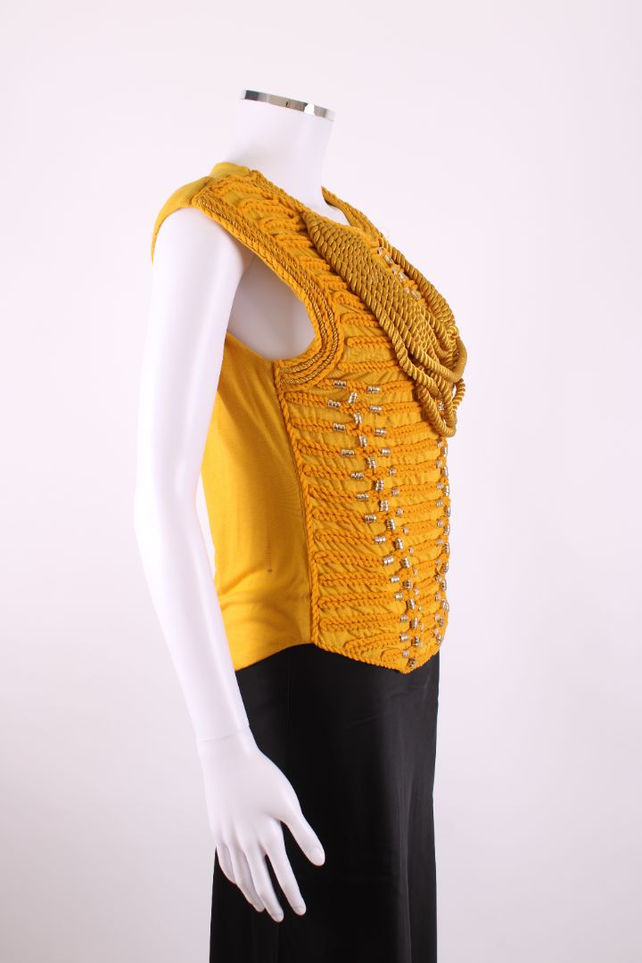 Balmain X H&M S/S Rope Detail Top Mustard 6