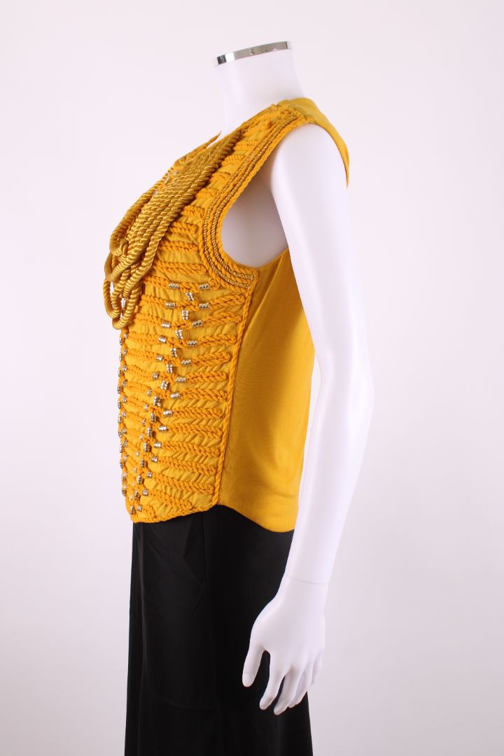 Balmain X H&M S/S Rope Detail Top Mustard 6