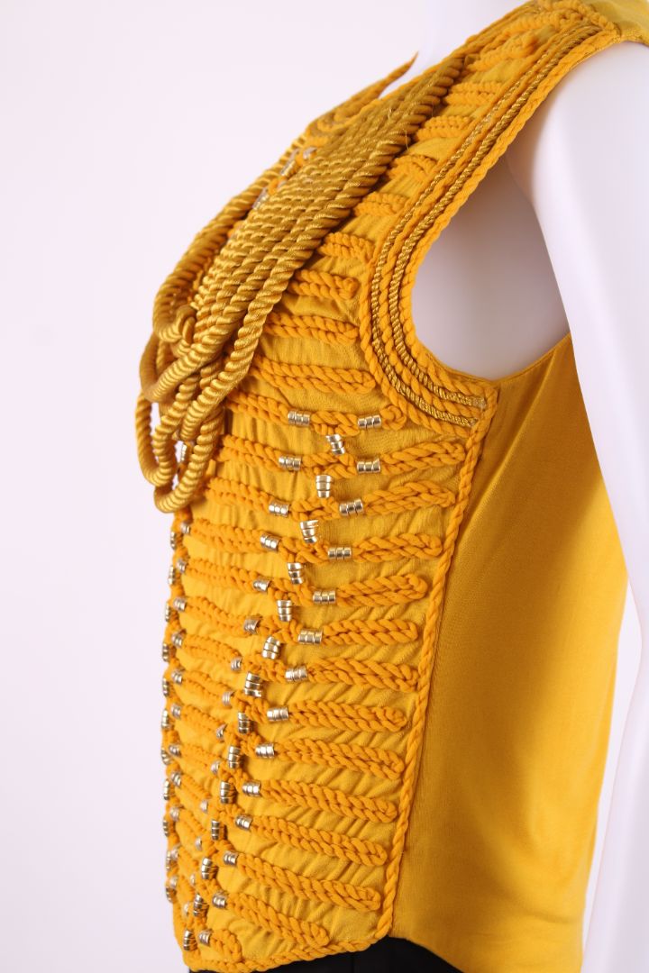 Balmain X H&M S/S Rope Detail Top Mustard 6